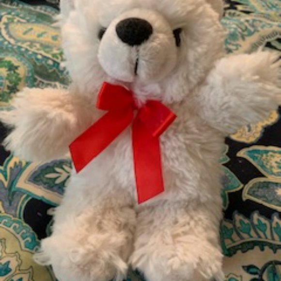 ❤️3/$20 White stuffed bear with red bow - Picture 4 of 4